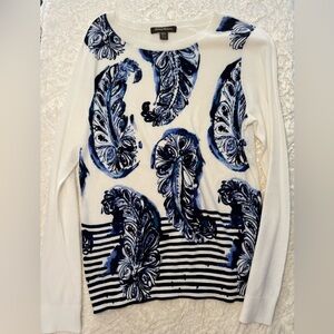 Tommy Bahama White and Blue Paisley Sweater